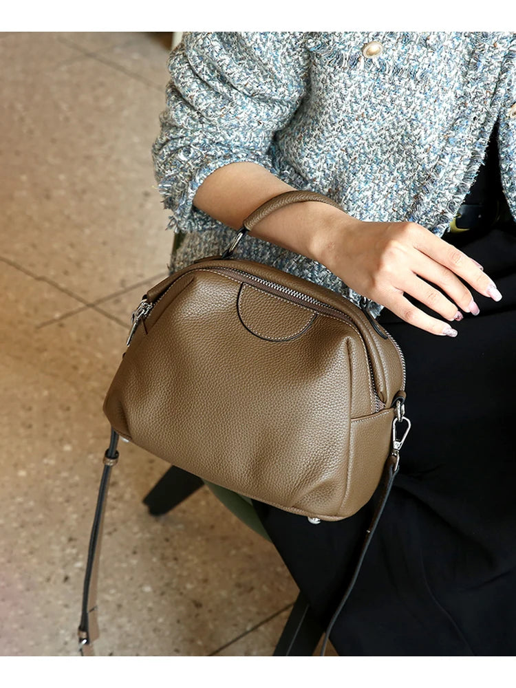 Women's Cow Genuine Leather Crossbody Bag Female Cowhide Designer Luxury Shoulder Bags Lady Casual Retro Commute Handbags Ladies