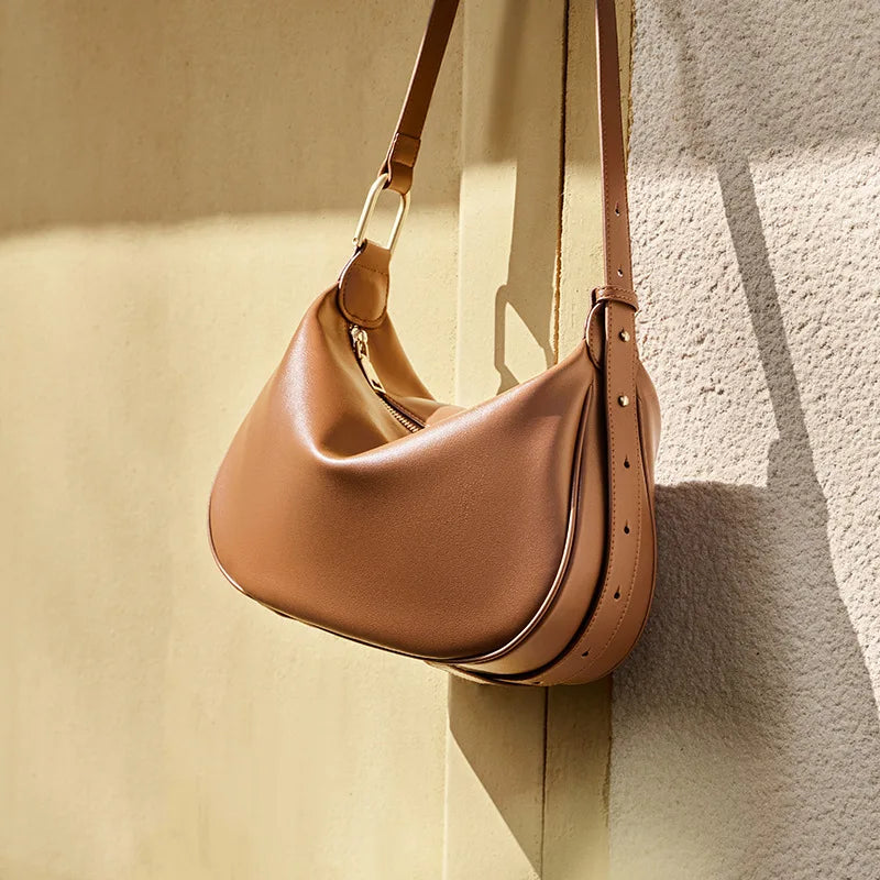Women's Cow Split Leather Dumpling Shoulder Bag Female Fashion Luxury Designer Cowhide Handbags Ladies Crossbody Underarm Bags