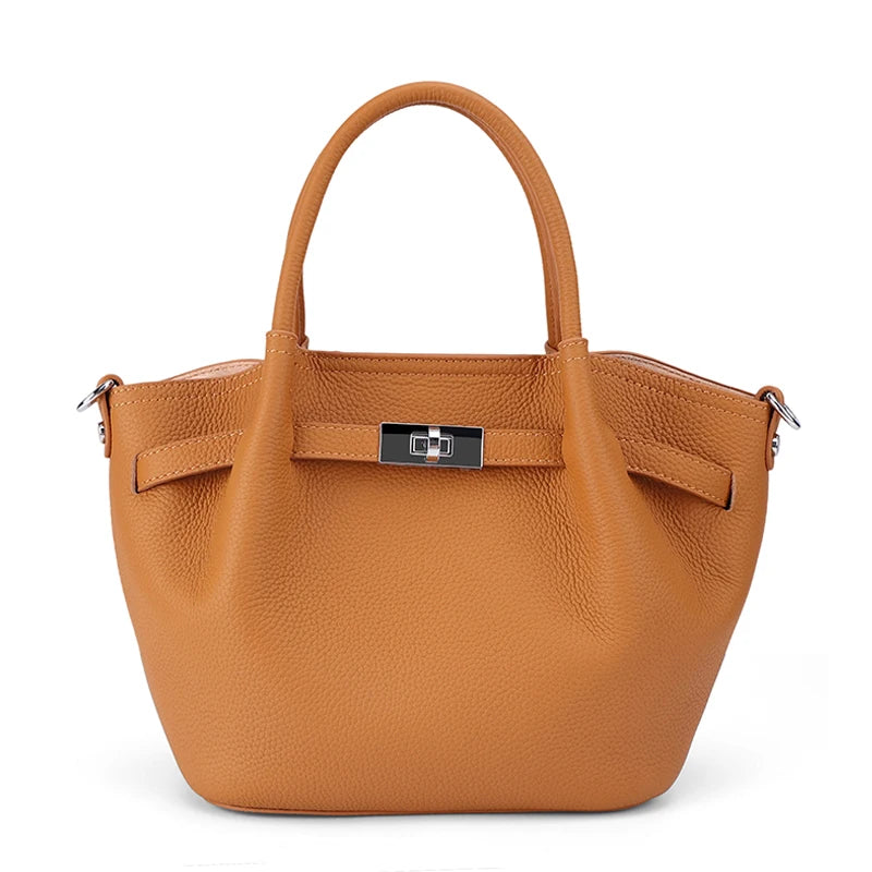 Women's Luxury Soft Cowhide Handbag Elegant Crossbody Shoulder Bag Genuine Leather Top Handle Bag for Office Work Daily Commute