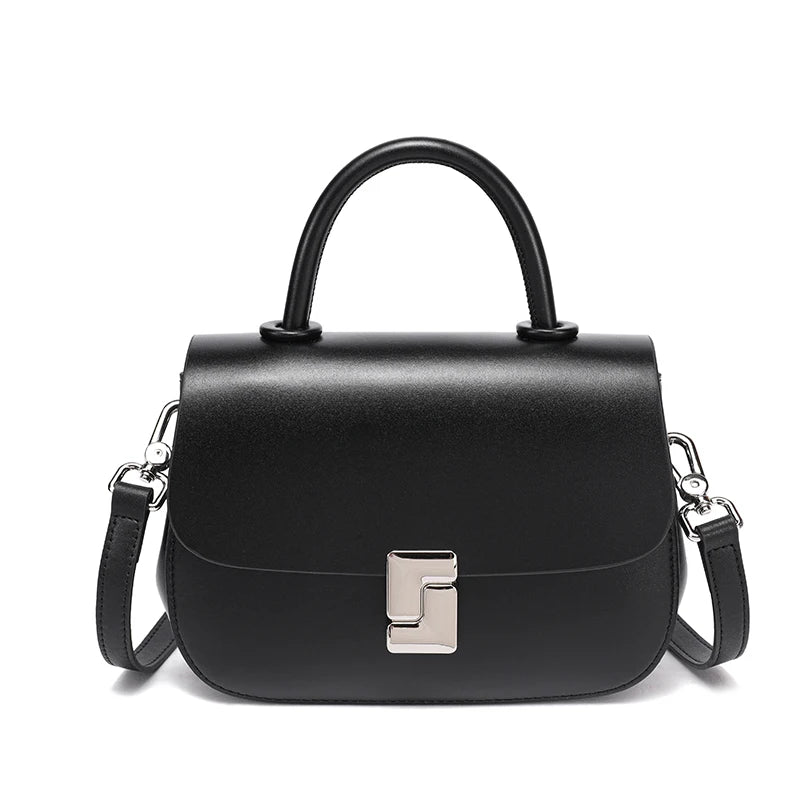 Women's Genuine Cow Leather Crossbody Bag Ladies Light Luxury Cowhide Retro Small Square Handbags Female Leisure Shoulder Bags