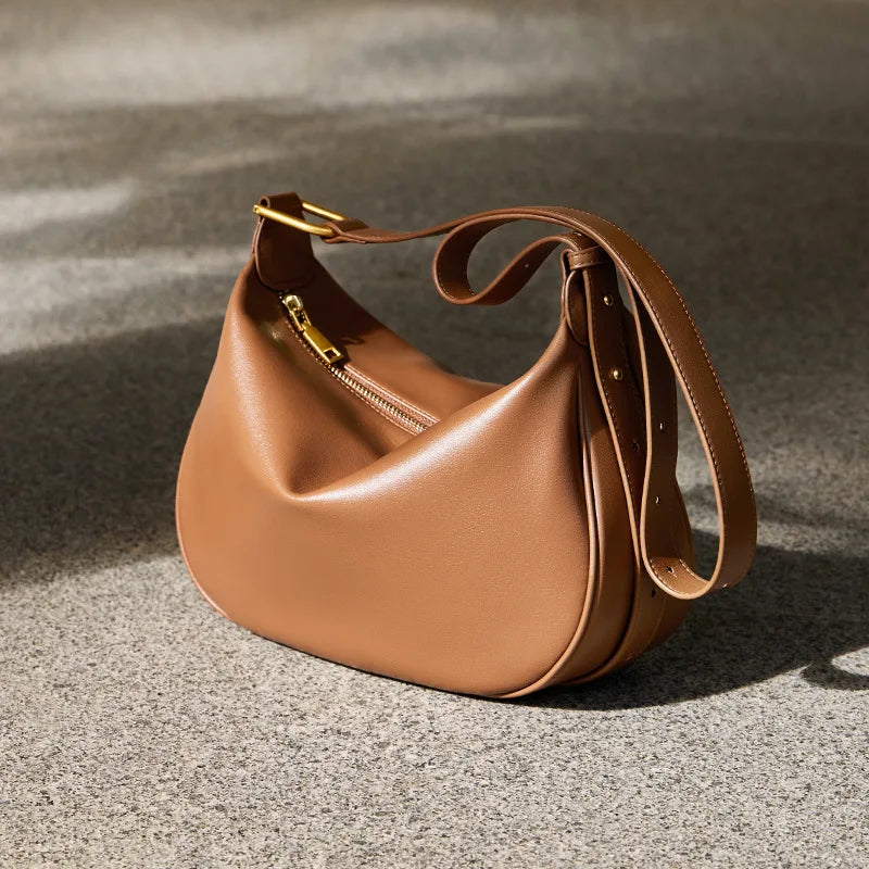 Women's Cow Split Leather Dumpling Shoulder Bag Female Fashion Luxury Designer Cowhide Handbags Ladies Crossbody Underarm Bags