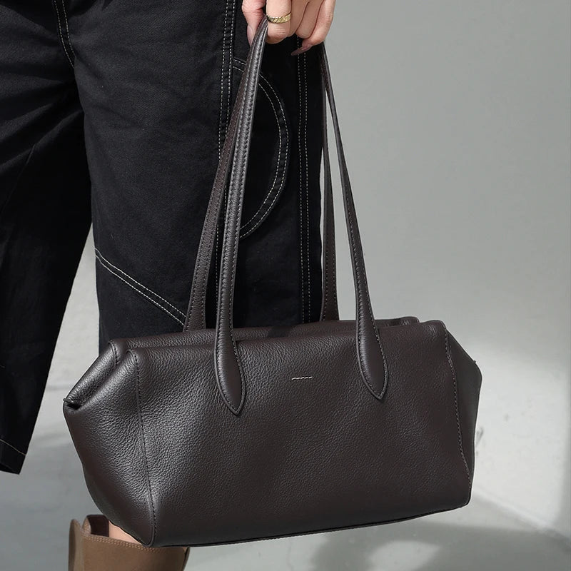 Women's Soft Cow Genuine Leather Underarm Bags Female Retro Popular Cowhide Shoulder Bag Ladies Fashion Luxury Designer Handbags