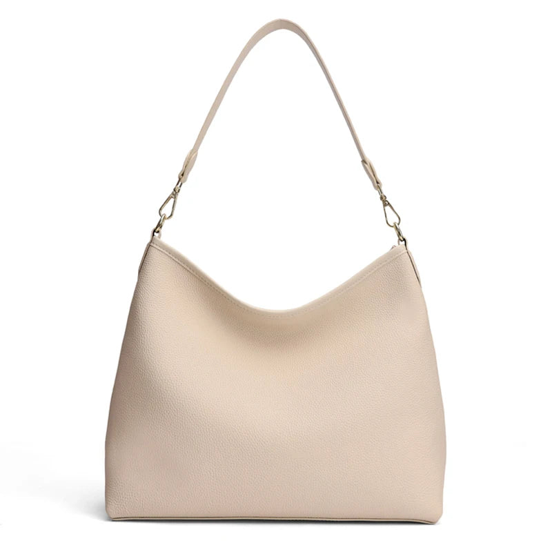 Women Large Capacity Casual Commuter Tote Handbag Genuine Leather Hobo Bag Adjustable Shoulder Crossbody Bag for Office Work