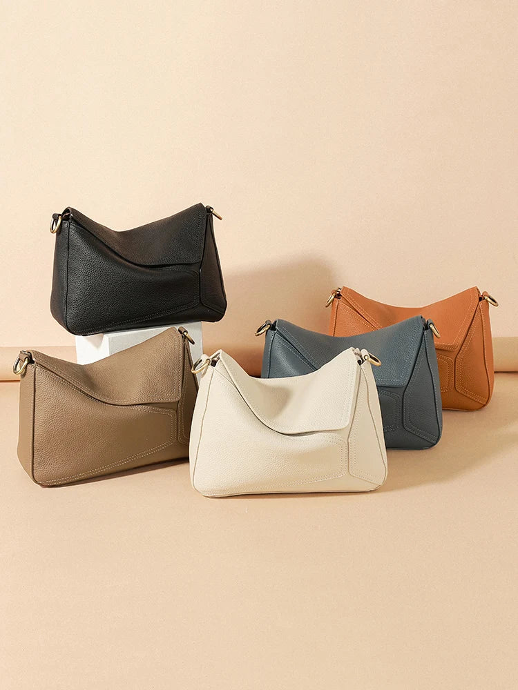 Women Cow Genuine Leather Portable Shoulder Bag Female Retro Soft Cowhide Crossbody Bags Ladies Fashion Luxury Designer Handbags