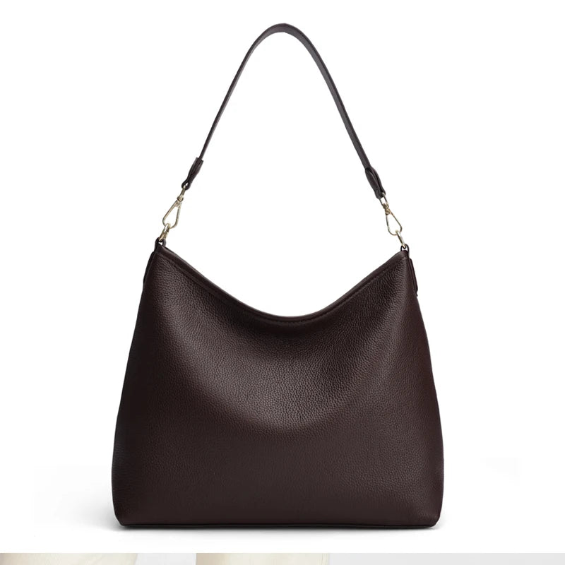 Women Large Capacity Casual Commuter Tote Handbag Genuine Leather Hobo Bag Adjustable Shoulder Crossbody Bag for Office Work