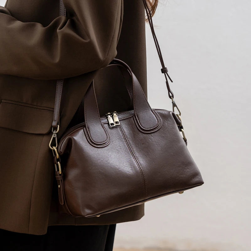 Women Handbag Cross body Shoulder Tote Bag Genuine Leather Shopping Fashion Office Female Real Cowhide Messenger Top Handle Bags