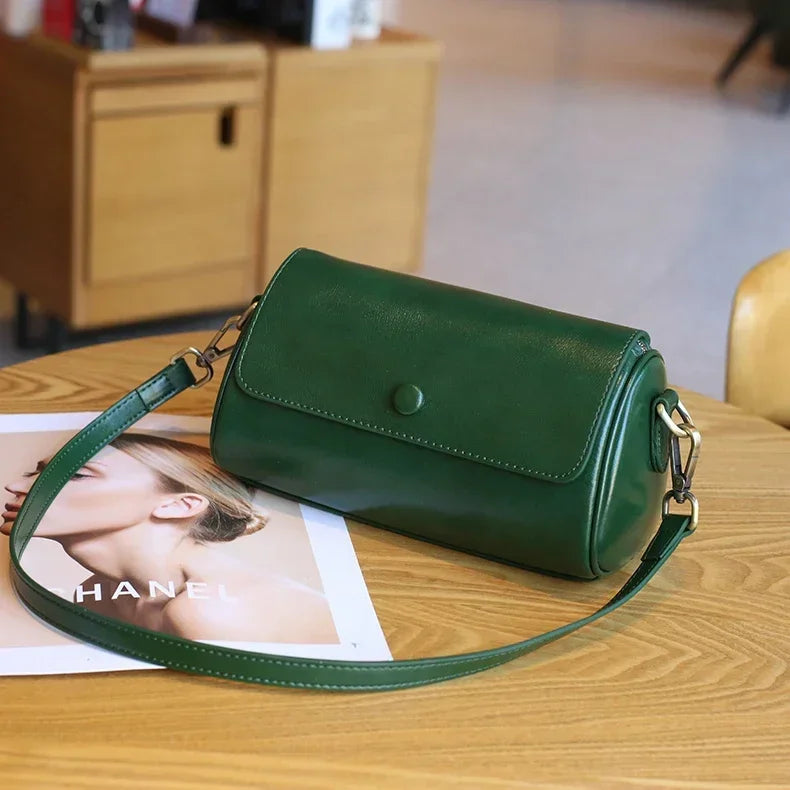 Women Natural Cow Real Leather Shoulder Bag Female Retro Luxury Designer Handbag Ladies Soft Retro Crossbody Underarm Bags Purse
