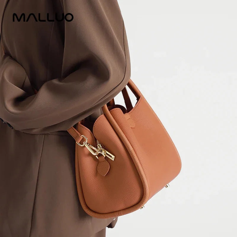Women's Natural Cow Real Leather Shoulder Bag Female Retro Soft Cowhide Commuter Handbags Ladies Fashion Luxury Crossbody Bags