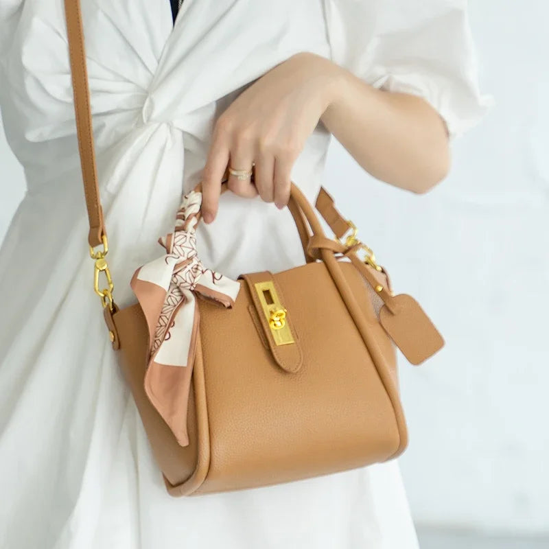 Women's Cowhide Genuine Leather Shoulder Bag High Quality Luxury Designer Handbags Ladies Fashion Tote Crossbody Bags for Female