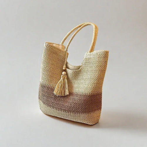Ladies Retro Woven Shoulder Bag Summer Women's Large Capacity Grass Woven Handbags Female Casual Tassel Beach Tote Underarm Bags