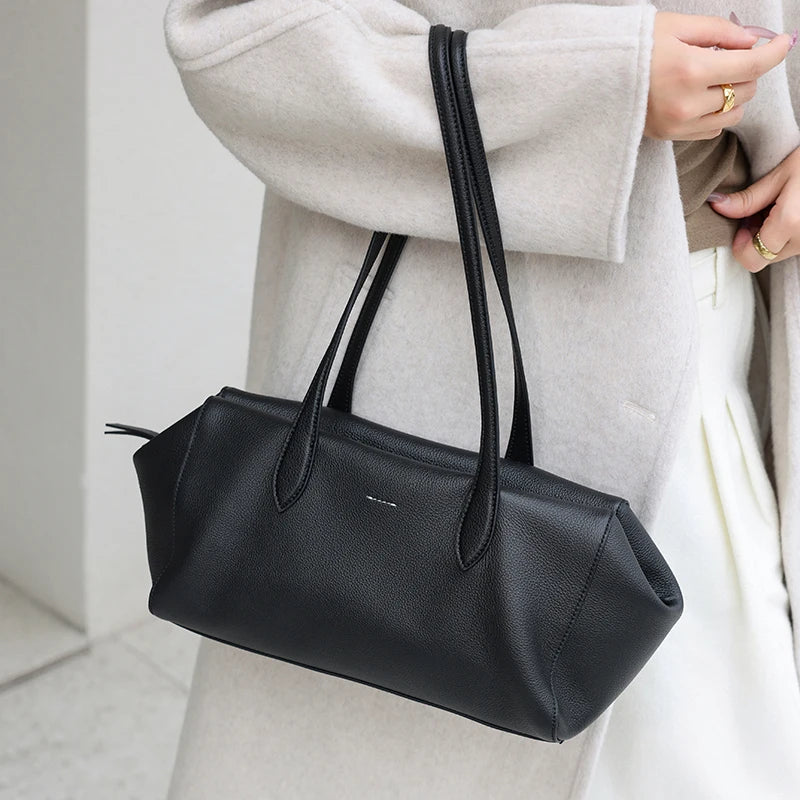 Women's Soft Cow Genuine Leather Underarm Bags Female Retro Popular Cowhide Shoulder Bag Ladies Fashion Luxury Designer Handbags