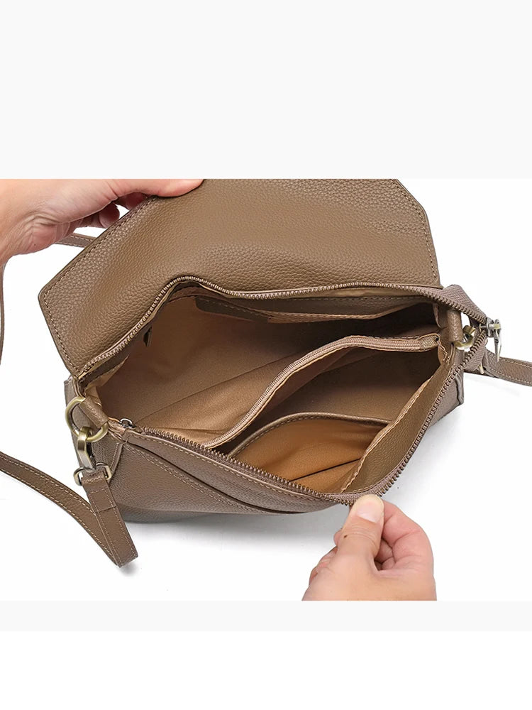 Women Cow Genuine Leather Portable Shoulder Bag Female Retro Soft Cowhide Crossbody Bags Ladies Fashion Luxury Designer Handbags