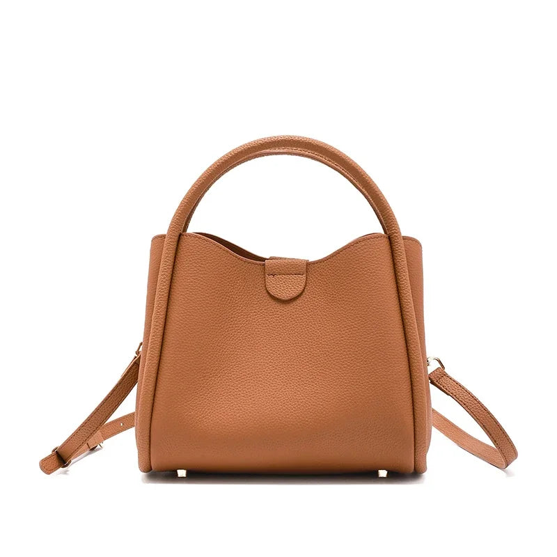 Women's Natural Cow Real Leather Shoulder Bag Female Retro Soft Cowhide Commuter Handbags Ladies Fashion Luxury Crossbody Bags