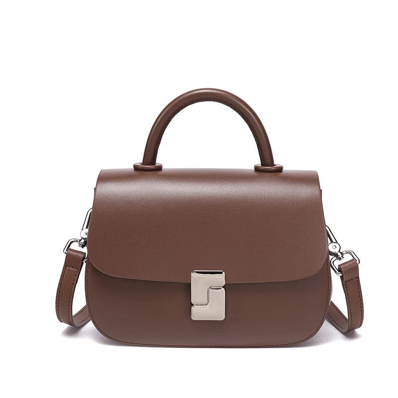Women's Genuine Cow Leather Crossbody Bag Ladies Light Luxury Cowhide Retro Small Square Handbags Female Leisure Shoulder Bags
