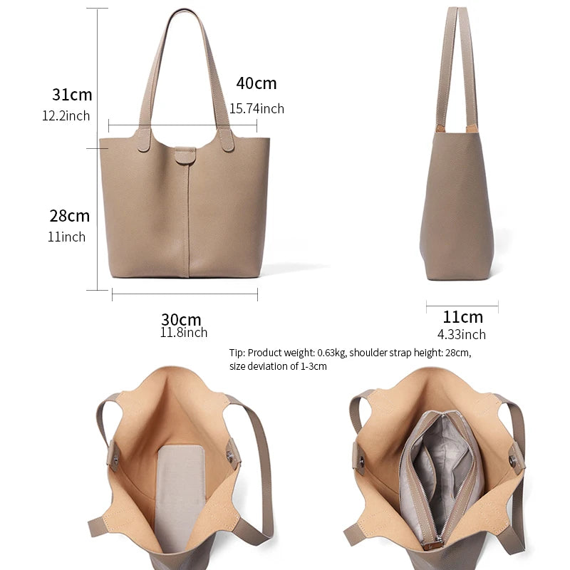Ladies Cow Split Leather Bags Women Retro Cowhide Large Capacity Fashion Shoulder Bag Female Commuting Work Handbags for Lady