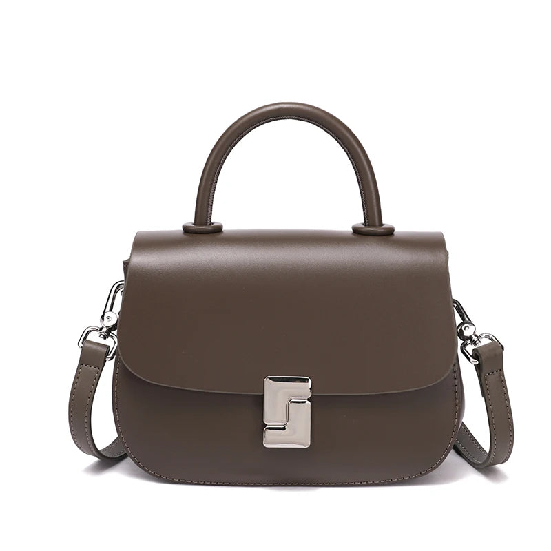 Women's Genuine Cow Leather Crossbody Bag Ladies Light Luxury Cowhide Retro Small Square Handbags Female Leisure Shoulder Bags
