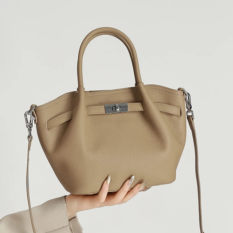 Women's Luxury Soft Cowhide Handbag Elegant Crossbody Shoulder Bag Genuine Leather Top Handle Bag for Office Work Daily Commute
