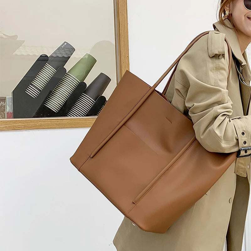 Women Natural Cow Leather Shoulder Bag Female Luxury Designer Fashion Handbags Ladies Cowhide Commuting Large Capacity Tote Bags