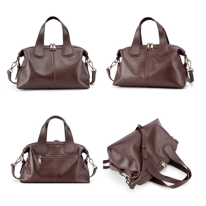 Women Handbag Cross body Shoulder Tote Bag Genuine Leather Shopping Fashion Office Female Real Cowhide Messenger Top Handle Bags
