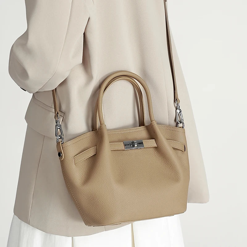 Women's Luxury Soft Cowhide Handbag Elegant Crossbody Shoulder Bag Genuine Leather Top Handle Bag for Office Work Daily Commute