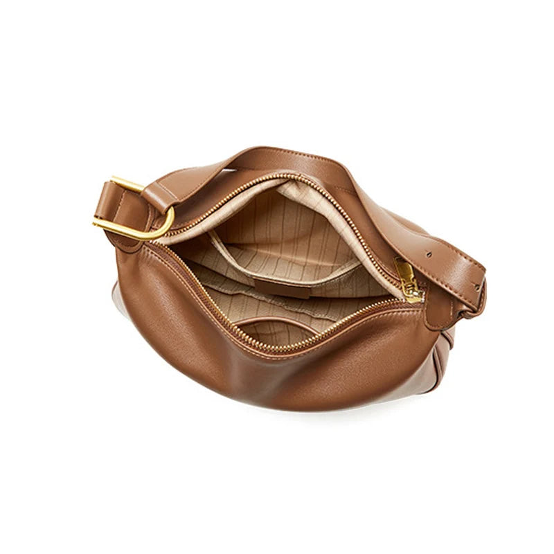Women's Cow Split Leather Dumpling Shoulder Bag Female Fashion Luxury Designer Cowhide Handbags Ladies Crossbody Underarm Bags