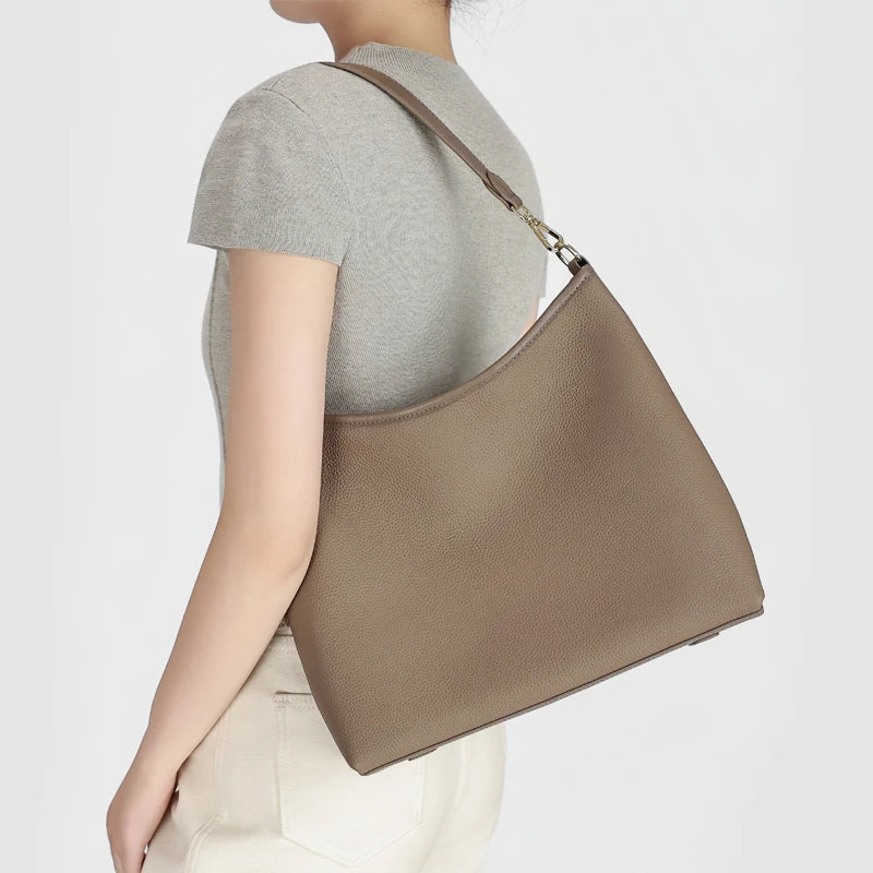 Women Large Capacity Casual Commuter Tote Handbag Genuine Leather Hobo Bag Adjustable Shoulder Crossbody Bag for Office Work