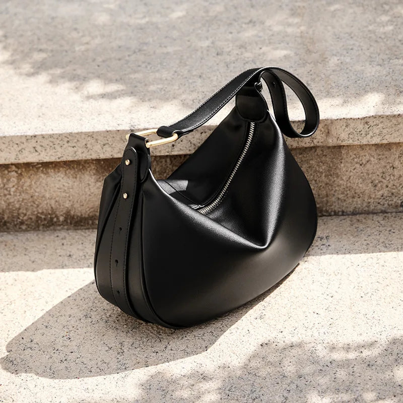 Women's Cow Split Leather Dumpling Shoulder Bag Female Fashion Luxury Designer Cowhide Handbags Ladies Crossbody Underarm Bags