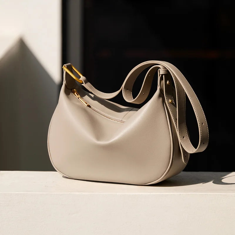 Women's Cow Split Leather Dumpling Shoulder Bag Female Fashion Luxury Designer Cowhide Handbags Ladies Crossbody Underarm Bags