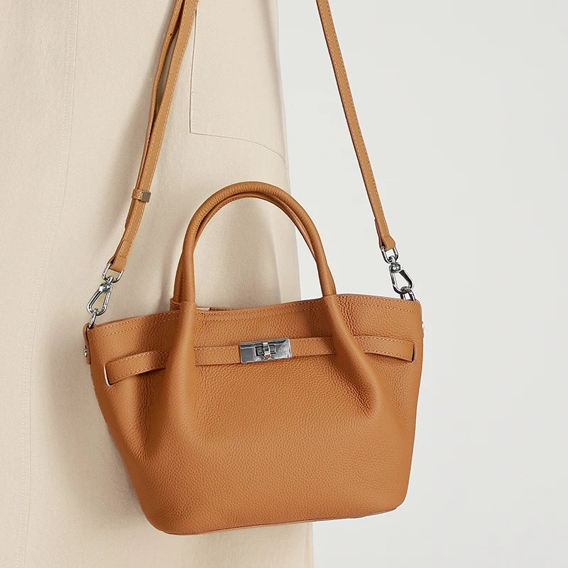 Women's Luxury Soft Cowhide Handbag Elegant Crossbody Shoulder Bag Genuine Leather Top Handle Bag for Office Work Daily Commute