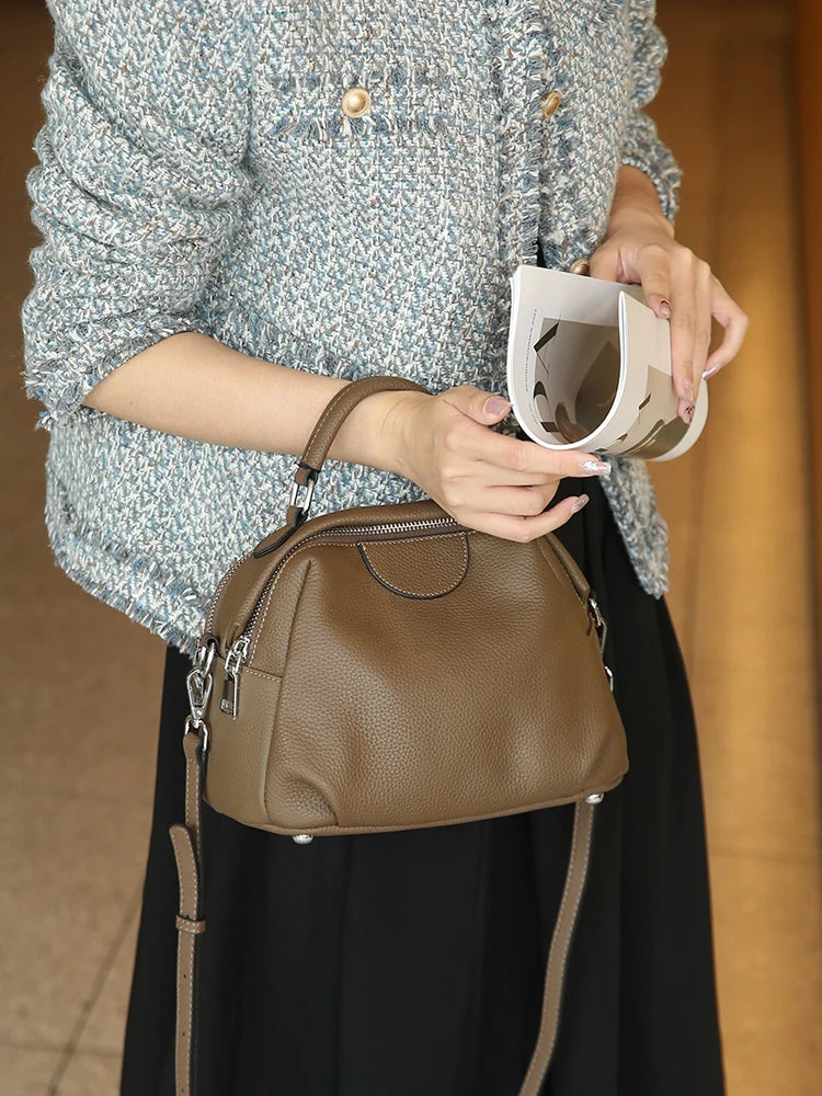 Women's Cow Genuine Leather Crossbody Bag Female Cowhide Designer Luxury Shoulder Bags Lady Casual Retro Commute Handbags Ladies