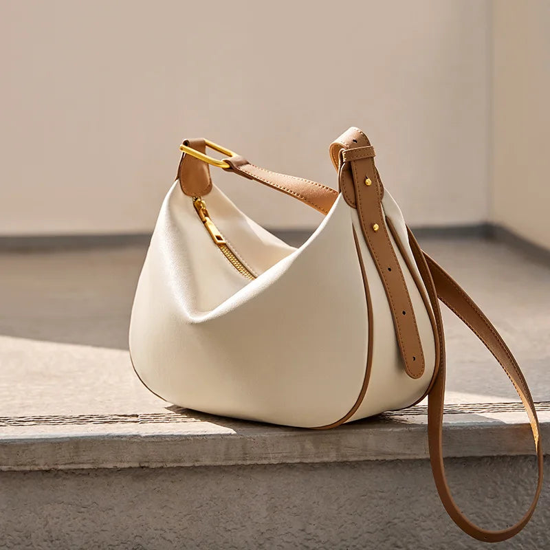 Women's Cow Split Leather Dumpling Shoulder Bag Female Fashion Luxury Designer Cowhide Handbags Ladies Crossbody Underarm Bags