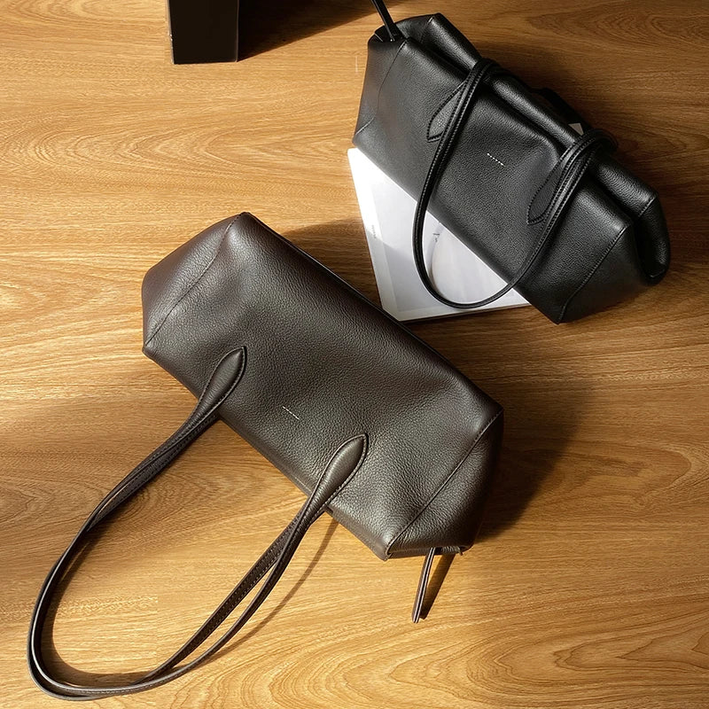 Women's Soft Cow Genuine Leather Underarm Bags Female Retro Popular Cowhide Shoulder Bag Ladies Fashion Luxury Designer Handbags