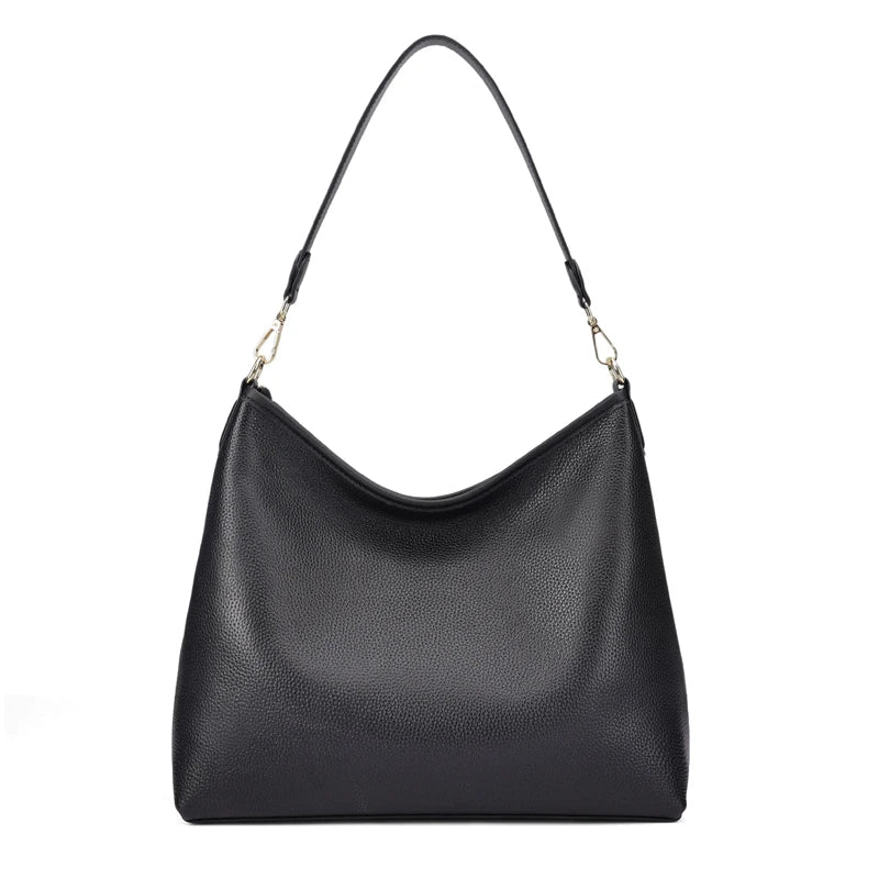 Women Large Capacity Casual Commuter Tote Handbag Genuine Leather Hobo Bag Adjustable Shoulder Crossbody Bag for Office Work