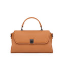 Women Genuine Leather Flap Handbag Soft Litchi Grain Metal Buckle Minimalist Elegant Top Handle Casual Crossbody Shoulder Bag