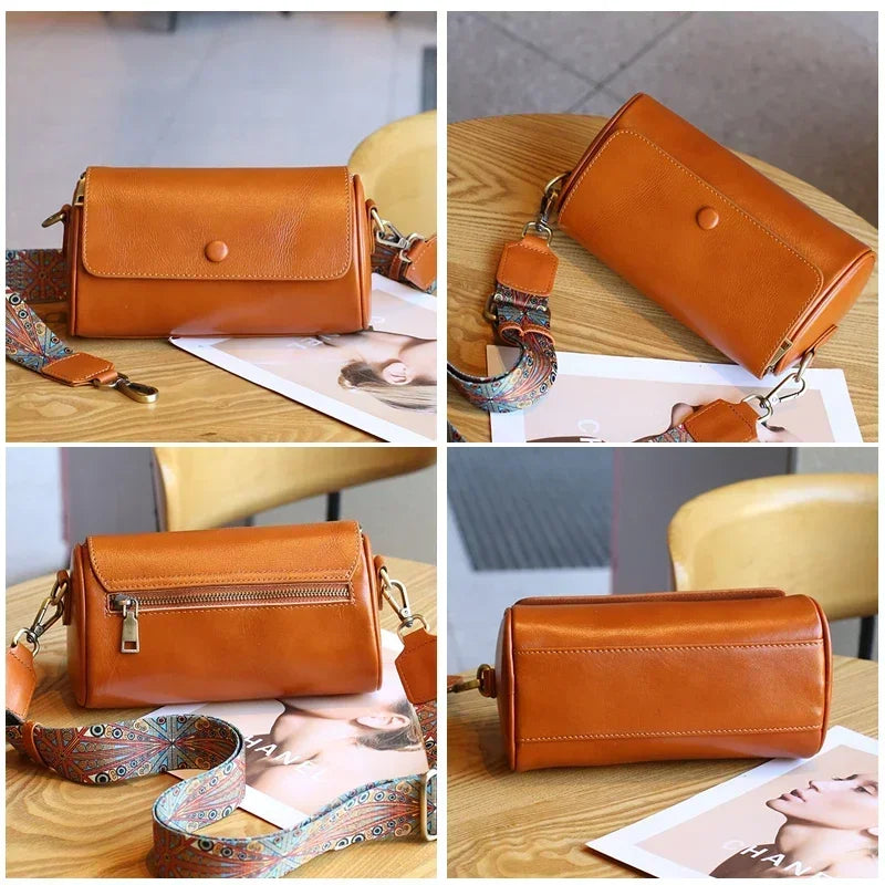 Women Natural Cow Real Leather Shoulder Bag Female Retro Luxury Designer Handbag Ladies Soft Retro Crossbody Underarm Bags Purse