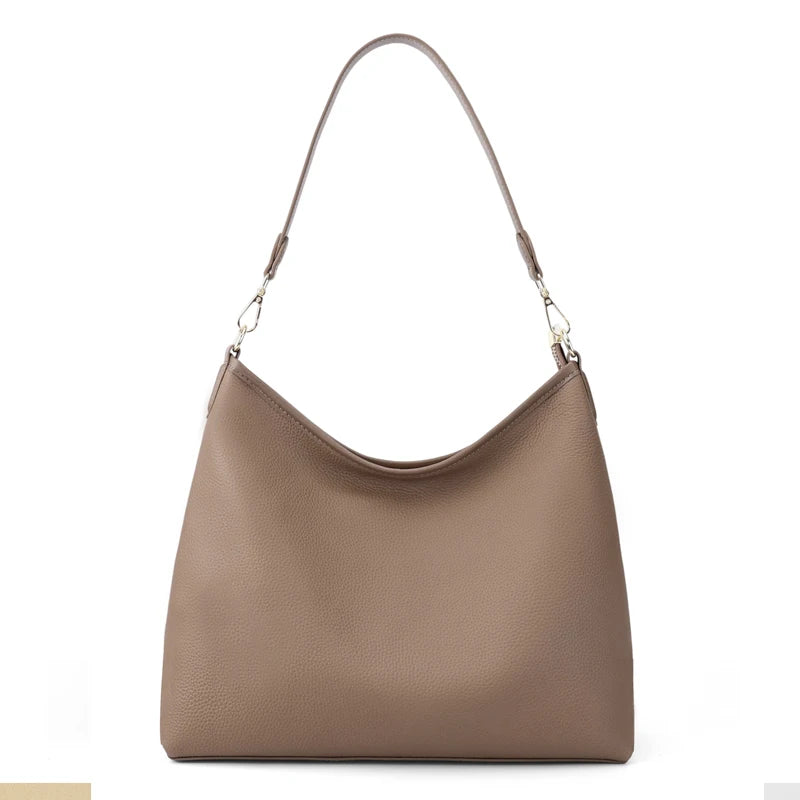 Women Large Capacity Casual Commuter Tote Handbag Genuine Leather Hobo Bag Adjustable Shoulder Crossbody Bag for Office Work