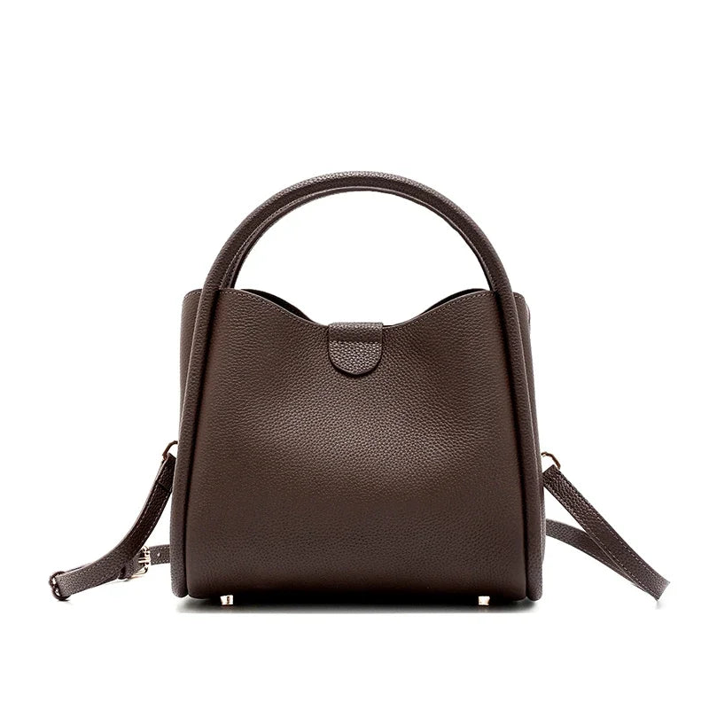 Women's Natural Cow Real Leather Shoulder Bag Female Retro Soft Cowhide Commuter Handbags Ladies Fashion Luxury Crossbody Bags