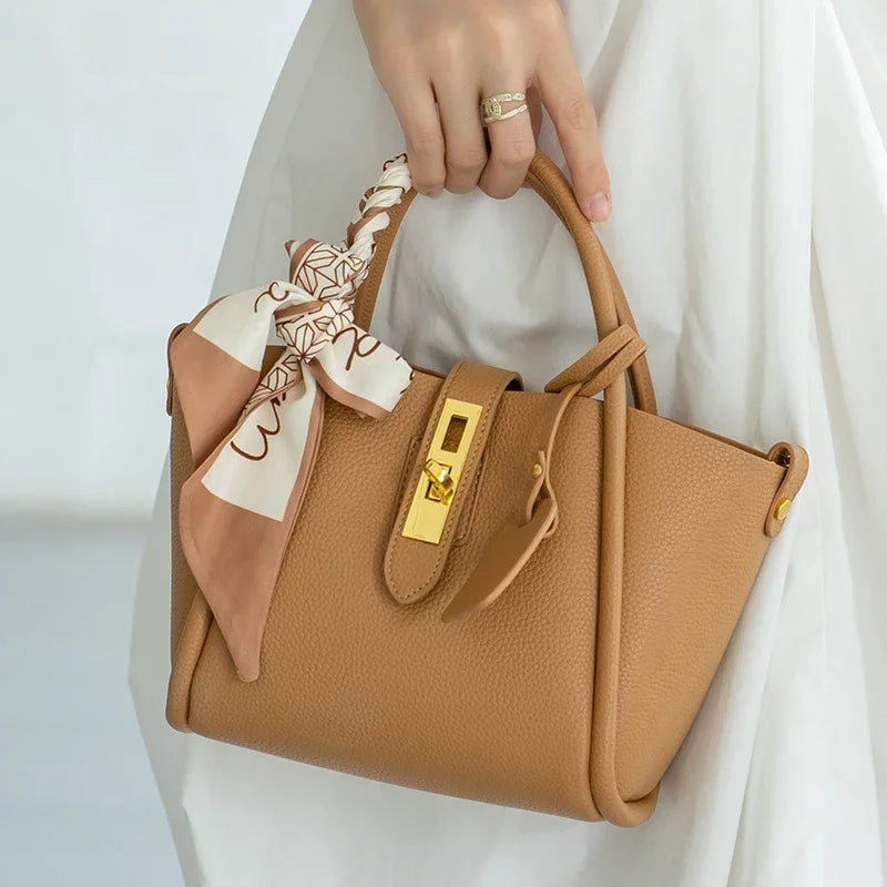 Women's Cowhide Genuine Leather Shoulder Bag High Quality Luxury Designer Handbags Ladies Fashion Tote Crossbody Bags for Female