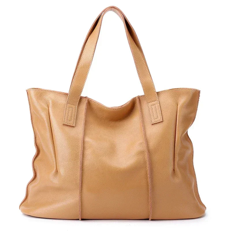 Women's Large Capacity Cowhide Handbag Female Retro Fashion Luxury Bags Ladies Real Natural Cow Leather Shoulder Bag for Lady