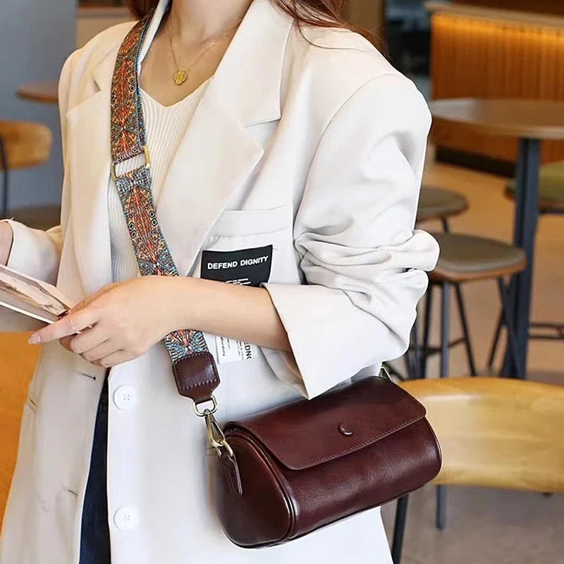 Women Natural Cow Real Leather Shoulder Bag Female Retro Luxury Designer Handbag Ladies Soft Retro Crossbody Underarm Bags Purse