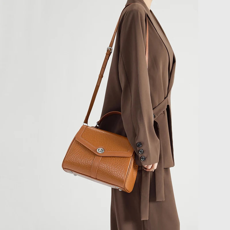 Ladies Soft Cowhide Retro Crossbody Bag Women's Natural Cow Leather Shoulder Bags Female Casual Design Luxury Commute Handbags
