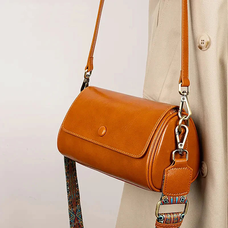 Women Natural Cow Real Leather Shoulder Bag Female Retro Luxury Designer Handbag Ladies Soft Retro Crossbody Underarm Bags Purse