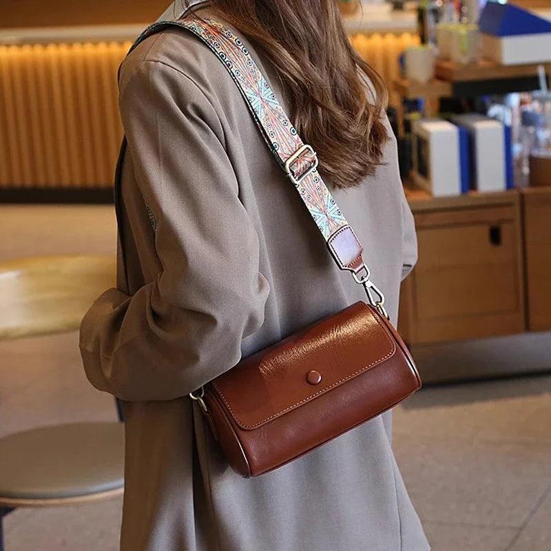 Women Natural Cow Real Leather Shoulder Bag Female Retro Luxury Designer Handbag Ladies Soft Retro Crossbody Underarm Bags Purse